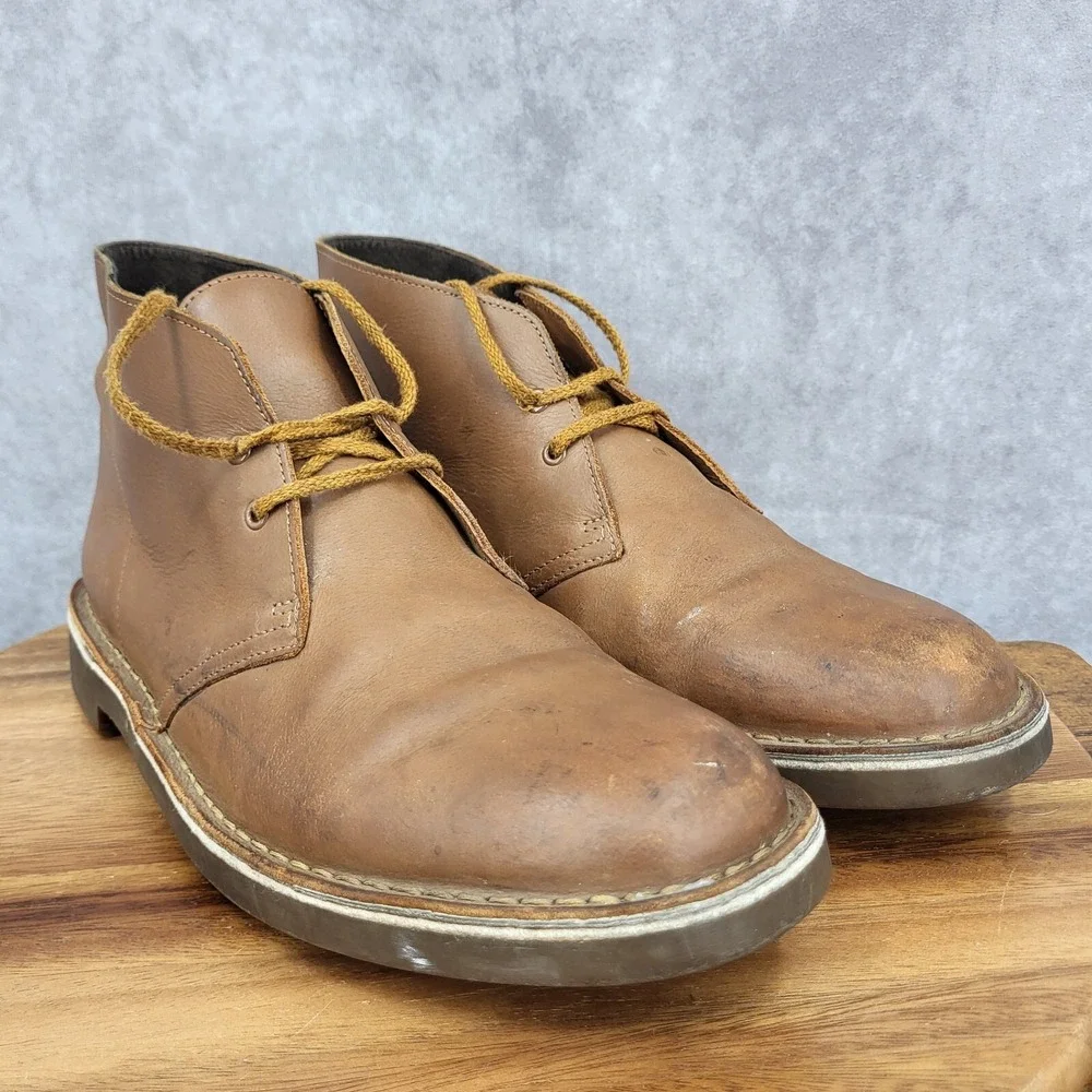 Clarks Chukka Boots Mens 11 M Buschacre‎ 2 Brown Leather Lace Up Ankle 15522